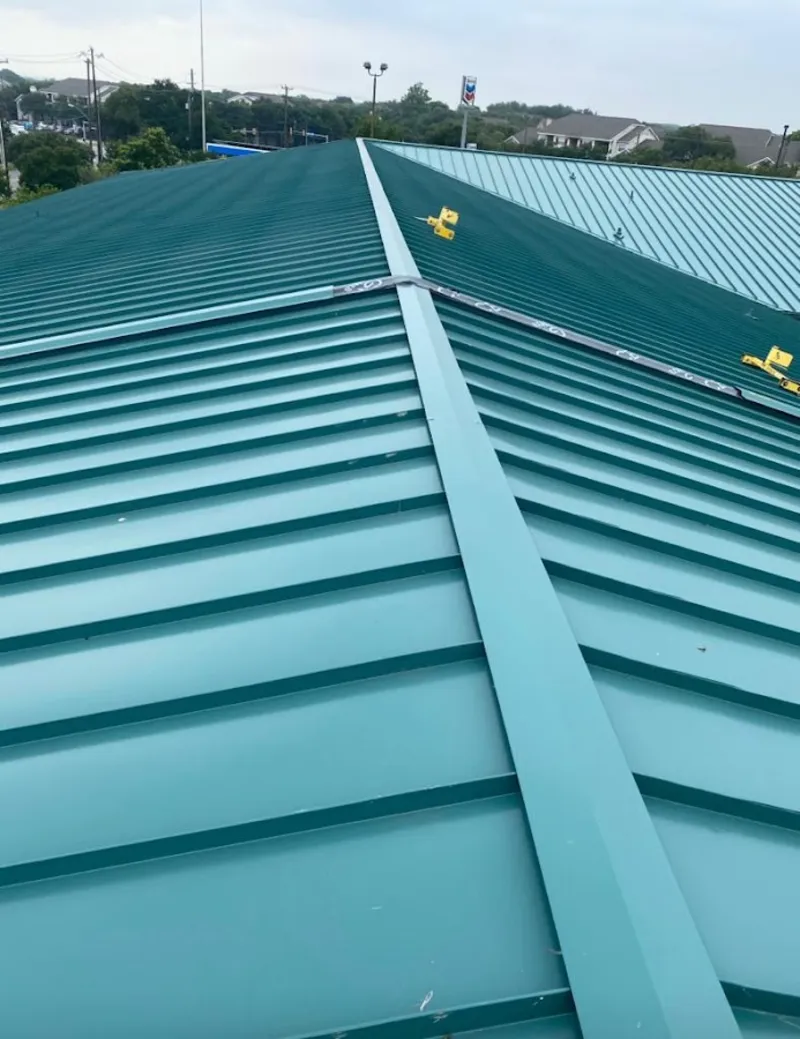 Green commercial metal roof ridge and valley for Metal Roof Repair in Midway
